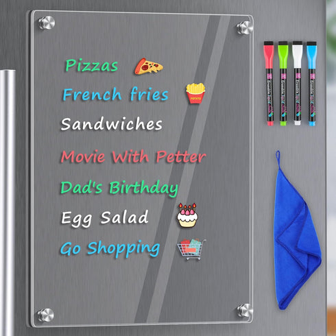 MaxGear Small Magnetic Dry Erase Board for Refrigerator, 12"X 8" Kitchen Menu Planner with Markers