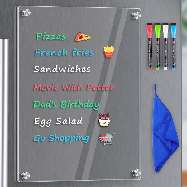 MaxGear Small Magnetic Dry Erase Board for Refrigerator, 12"X 8" Kitchen Menu Planner with Markers