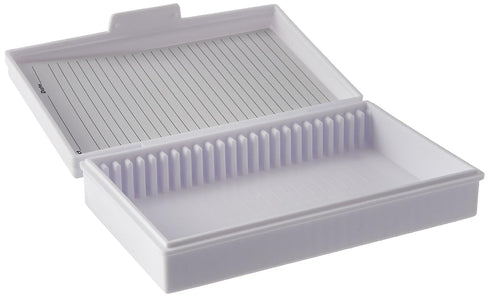 Heathrow Scientific HS15990C Microscope Slide Box, 25-Place, White Polypropylene