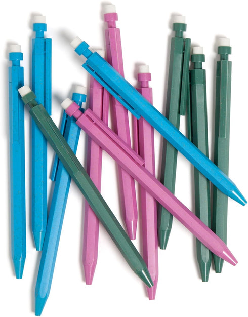 U Brands U-Eco Recycled Mechanical Pencils, Set of 12, Speckled Brights, Medium Tip (0.7 mm) Lead