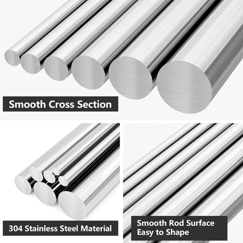 Eoiips 1" Diameter 304 Stainless Steel Round Rod, 14" Length for DIY Metal Craft & Working Hobbies