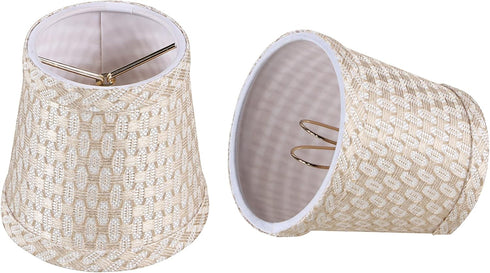 Aspen Creative 51017-2, Empire Clip-On Chandelier Lamp Shade, White & Beige, 3" Top X