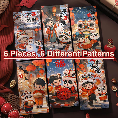 BAIWOVIS 6 Pack Packets, 2) Chinese New Year Red Envelopes, Traditional Lunar New Year Money Hongbao for Spring
