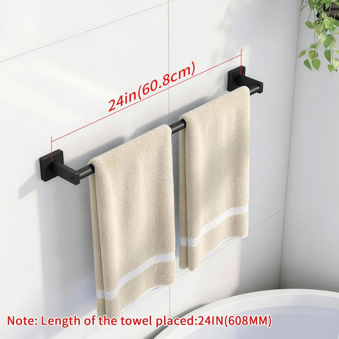 24" 2 Pack MKO Towel Bar for Bathroom, Hand Towel Holder Rod with Metal, Black Towel Racks for Bathroom Hanger Wall
