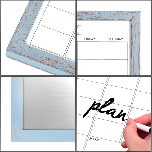 Dry Erase Monthly Calendar Board, Magnetic Wall Whiteboard for Office/School/Home, Walnut Brown Frame 10.5"x 14.5"