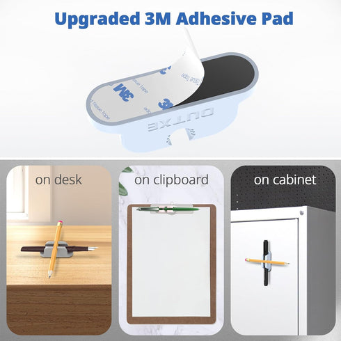 OUTXE 10-Pack Magnetic & Adhesive Pen Holder with Dual Slots, Easy Organize & Access for Desk, Wall, Refrigerator