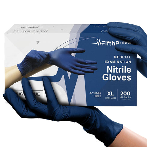 Navy Nitrile Medical Gloves X Large, 200 Count - Surgical Grade Latex