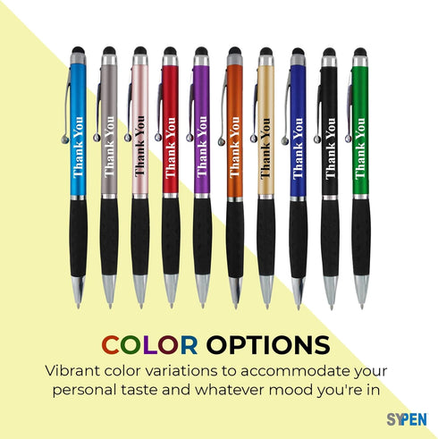 Thank You Greeting Gift Stylus Pens for Touchscreen Devices, 2 in 1 Combo Pen, 50 Pack, Multi-Color for Events