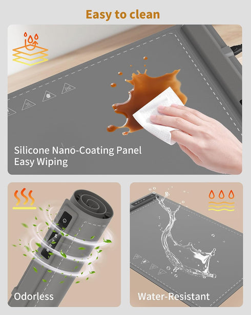 3 Plate,Countertop Food Warming Mat - Fast & Full Surface Heating, Silicone Heat Pad with Adjustable Temperature