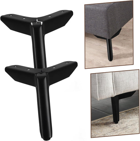 4Pcs NUOBESTY Heavy Duty Metal Furniture Legs with Anti-Slip Rubber Pads Black Airplane Style Cabinet Sofa Bench Feet