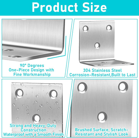 CLRBEATTY 20 2 Inch 90 Pcs Metal Corner Braces, L Brackets with Screws, Stainless Steel Angle Bracket, L Shape Bracket