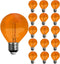 G40 Replacement Light Bulbs Orange 1W Shatterproof Plastic LED Globe Bulbs, 15 Pack