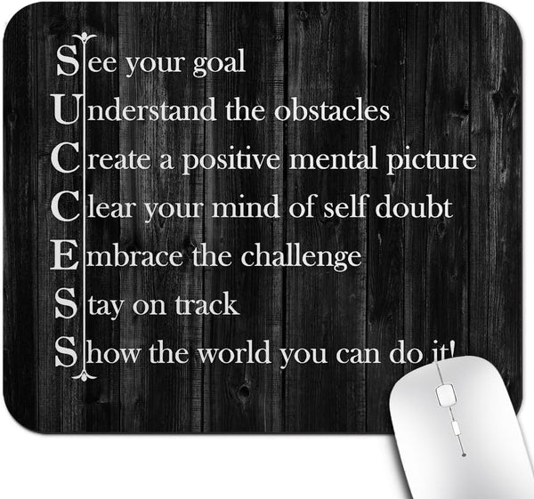 Inspirational Quote Rustic Black Wood Mouse Pad, See Your Goal Clear Your Mind of Self Doubt