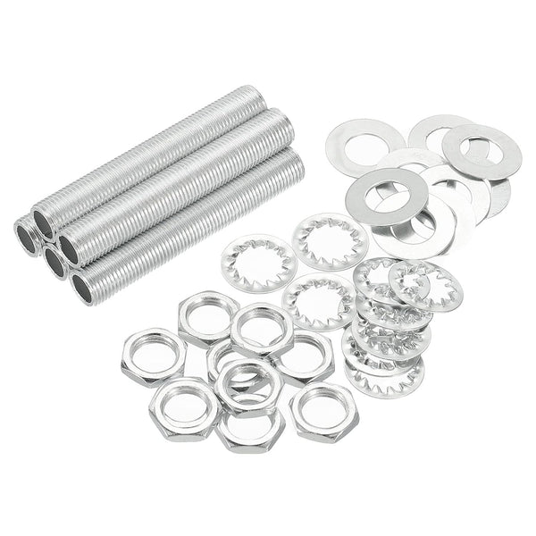 MECCANIXITY 2.4" Lamp Pipe Kit with Lock Nuts Washers 1/8IP Thread Fasteners Assortment