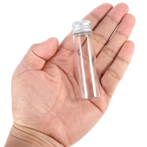 20ml Glass Vials with Screw Caps and Plastic Stoppers, Leak-Proof Small Clear Liquid Sample Vial, 12PCS