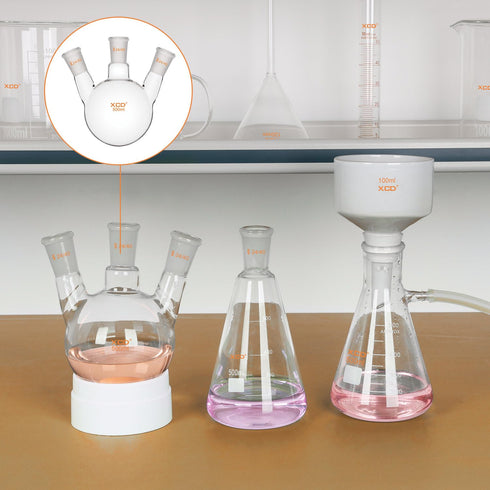 Glass Round Bottom Flask, Heavy Wall Borosilicate Glass Lab Flask with 24/40 Standard Taper Outer Joint