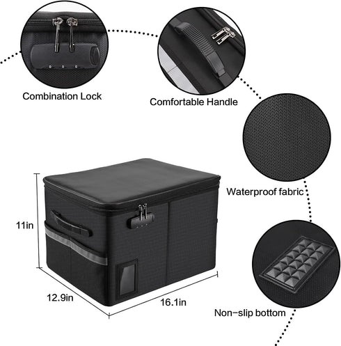 TOMKID Fireproof File Cabinet with Lock, Collapsible Document Organizer for Letter Legal Folders
