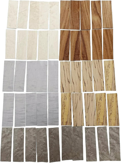 Unfinished Exotic Fingerboard Wood Veneer Sheet,1.5" x5.5",50 Pieces Without Paper 1/60" Thickness,Ideal