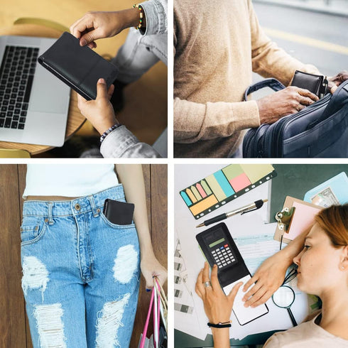 Lemical Mini Memo Pad with Calculator, A7 Pocket Notepad Holder Set with 80 Lined Sheets, PU Leather Cover