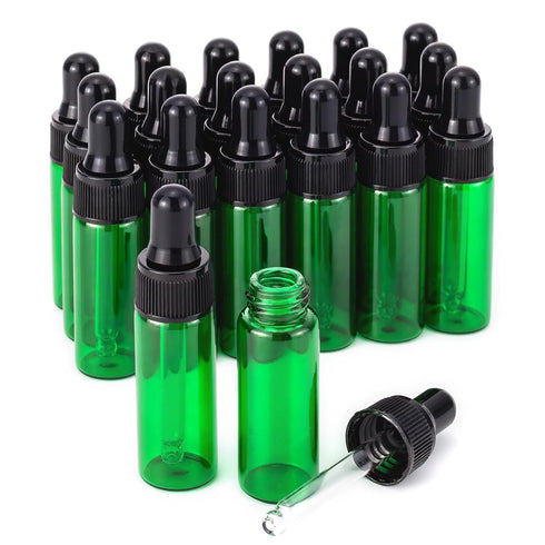 Kesell 5ml 1/6 oz Dropper Bottles - Pack of 20 Essential Oil Portable Travel Bottles with Tapered Glass Droppers,