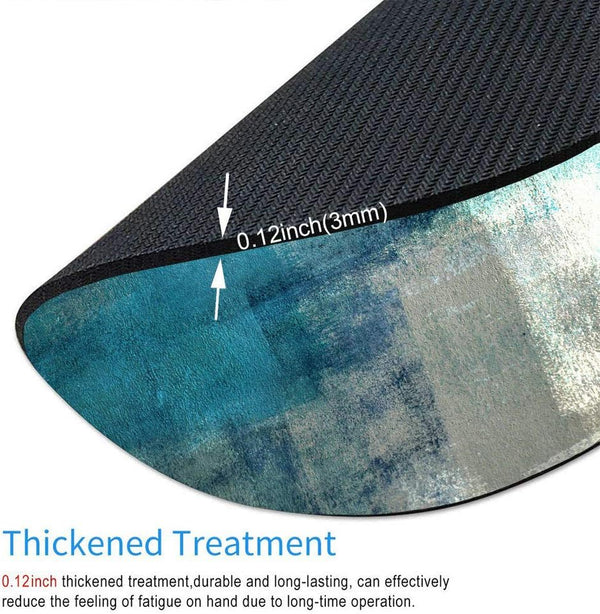 Turquoise and Grey Abstract Art Painting Mouse Pad, Anti-Slip Rubber Round Mousepads for Desktop, Notebook, Gaming