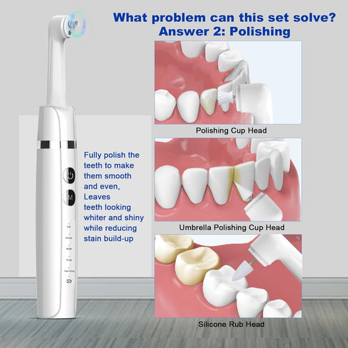 Light,6 Heads,5 Tooth Polisher,Teeth Polishing Kit for Daily Cleaning,Polishing Then Whitening of Tooth (Professional