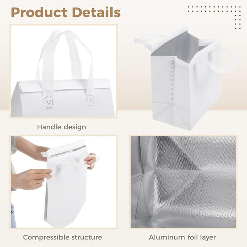 50 9.5"x6"x9.5" Commercial OMISTAR PCS Insulated Take Away Bags, Thermal Containers - Grade Hot/Cold Pouches
