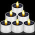 6 Pcs Outdoor Waterproof Solar Tea Lights, 2 x 2.2 Inches Rechargeable Flameless Flicker LED Dusk to Dawn Tealight