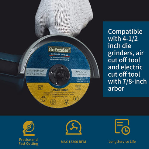 GoYonder 10 Pack 4.5" Cutting Wheel for Metal, Ultra Thin Cut-Off Wheel for Angle Grinders, Blue