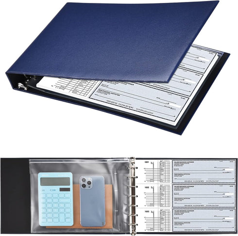 Pacific Mailer 7 Ring Check Binder, Dark Blue, 3-On-A-Page Holder, 500 Checks Capacity