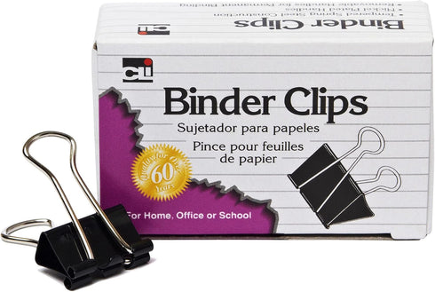 Charles Leonard Mini Binder Clips, Black/Silver, 12-Pack (50001)