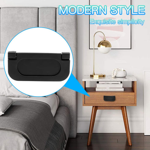 3 Inch Flush Pull Ring Handles, Metal Black Sliding Pull Handle with Screws for Cabinet Drawers