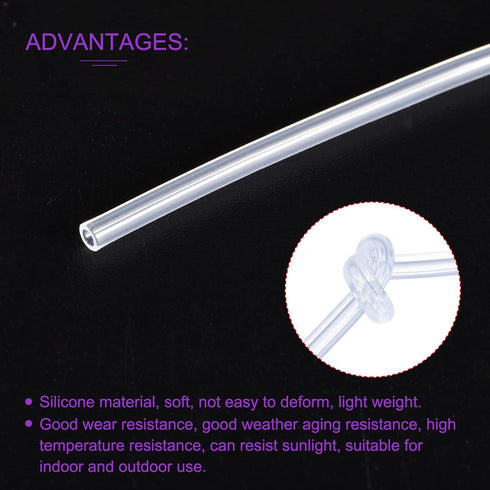 DMiotech 1/16" ID 3/32" OD Clear Silicone Tube, 3.3 Feet Industrial Tubing for Water Air Pump