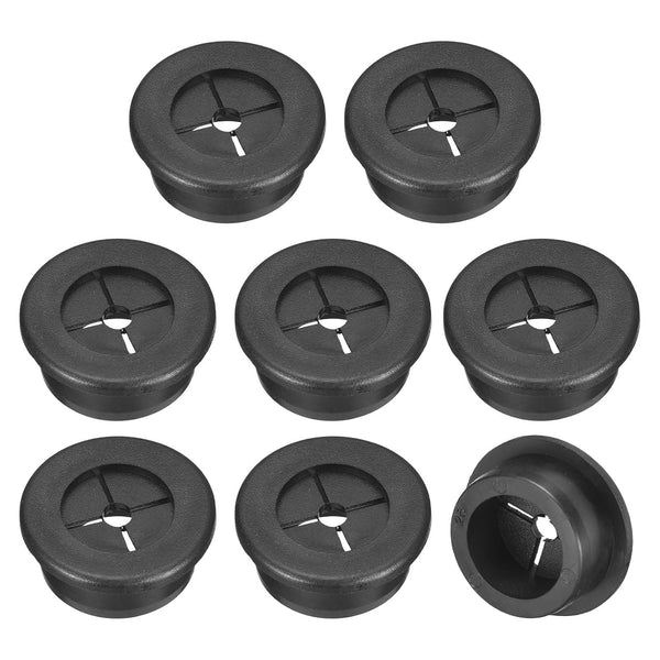 uxcell 8 Pcs 1 Inch (25mm) Desk Grommet, Flexible Rubber Wire Hole Cover for Office Computer Desk Organizer, Black