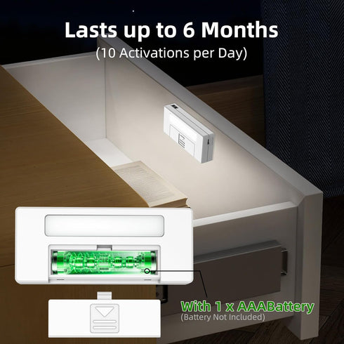 6-Pack Closet Drawer Lights When Open, Lights Battery Operated with Door Sensor, Cabinet Lights When Open for Drawer