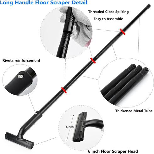 15''-58'' 6" 20 EHDIS Adjustable Razor Blade Scraper, Long Handle Blade Scraper Tool with Double-Edge Blades