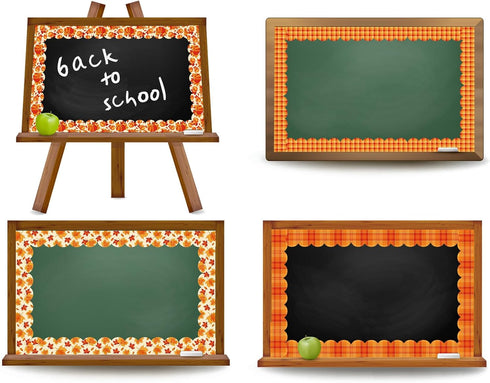 Whaline 131.2ft Fall Bulletin Board Borders, Pumpkin Maple Leaf Plaid Die-Cut Trim for Autumn Thanksgiving Decoration