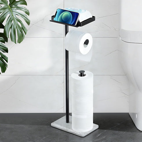 Toilet Paper Holder with Phone Stand - Extra Heavy Duty Marble Base