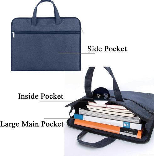 Document Bag, Waterproof Oxford Fabric Zippered with Handle, Lightweight Portable File Tote for Papers