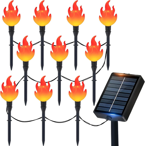 ALENEY Christmas Light Solar Lights Outdoor, 6.2Ft Cute Flame Light String with Stake,