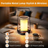 Dimmable Black Touch Table Lamp with Dynamic Flame Effect - Portable, Rechargeable Bedside Lamp, Tap for Flickering
