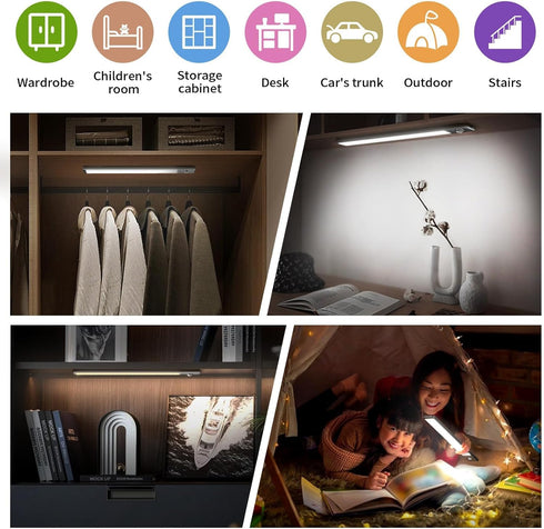 Closet 3-Color Dimmable Counter Motion Sensor Under Cabinet Lighting-Magnetic Rechargeable Lights