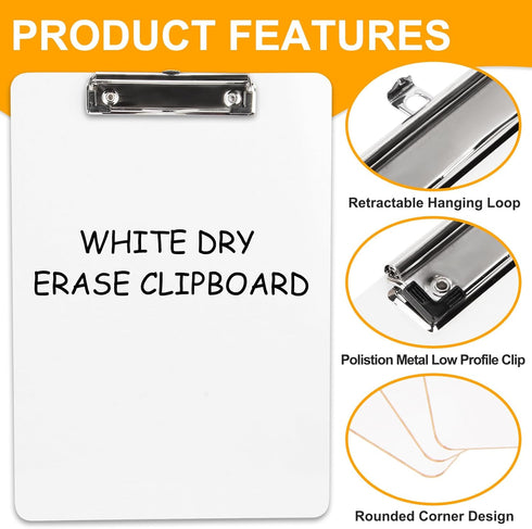 Dry Erase Clipboard 8 Pack - Hardboard Clip Board 8.5x11 for Classroom, Double-Sided White Board, Office & School Supply