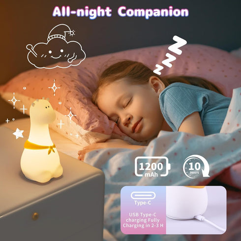 COSTECH 8 Silicone Night Light for Kids Rechargeable Tap Control Lamp with Colors, Cute Animal Design for Nursery