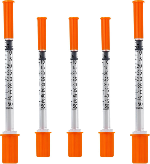 0.5ml Syringe with 31Ga 1/2 Inch Needles, Sterile Individual Packaging for Lab Supplies, Pack of 100