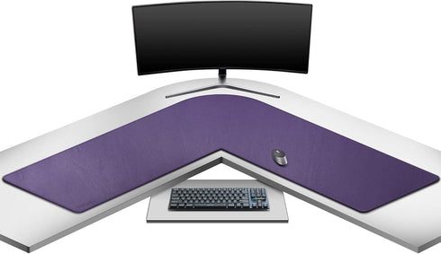 Mydours L-Shape Desk Pad, XXL Large Gaming Mouse Pad 54" L x 54" L x 16" W, Purple PU Leather for Home and Office