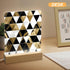 KNASNCHD Fashion Modern Black White Gold Triangles Night Light with Wood Base USB Interface Power Supply,Bedside Table