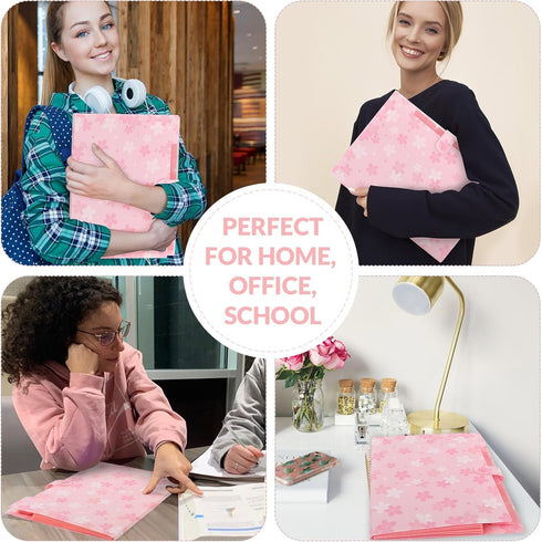 SKYDUE Expanding File Folder - 5 Pocket Accordion File Organizer for School Office Supplies, Pink