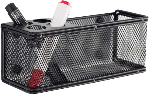 Safco Products Onyx Mesh Marker Organizer Basket – Steel Mesh, 8”W x 3.25”D x 3”H, Magnetic Back, Wall Mount