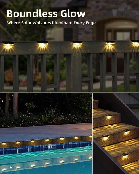 16 Pack 3000K Herzila Solar Deck Step Lights, Solar Step Lights for Outdoor Stairs, Warm White, Auto Dusk-to-Dawn